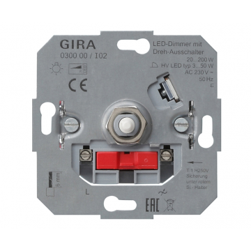 Gira LED dimming insert with rotary on/off switch, 20 – 200 W